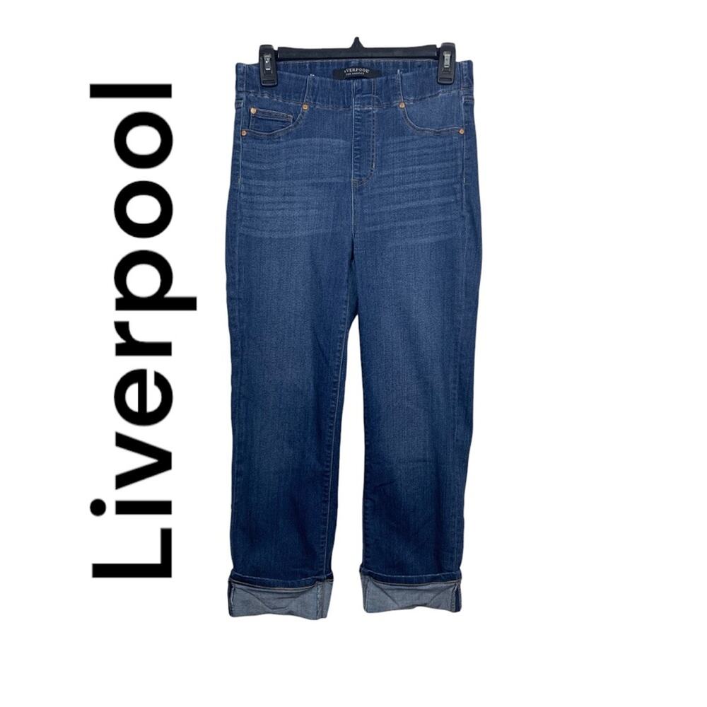 Liverpool the crop womens size 8 29 medium jeans denim cuffed blue casual